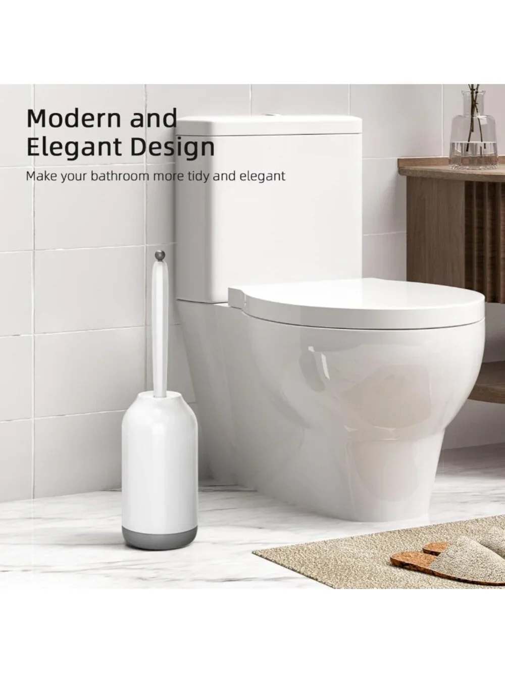 Toilet Bowl Brush Holder Set - 2 Pack Deep Cleaning Scrubber with Curved